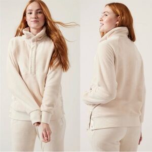 ATHLETA Cozy Snap Front Sweatshirt - 1X - Chantilly Cream Pullover